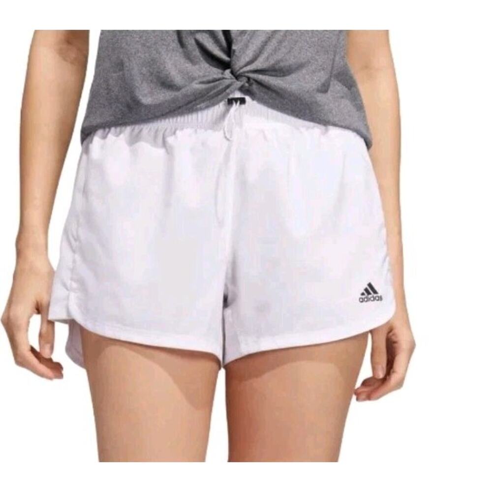 adidas Gym Shorts Womens XL Pacer Bungee Cord AeroReady 4 Inch Training White